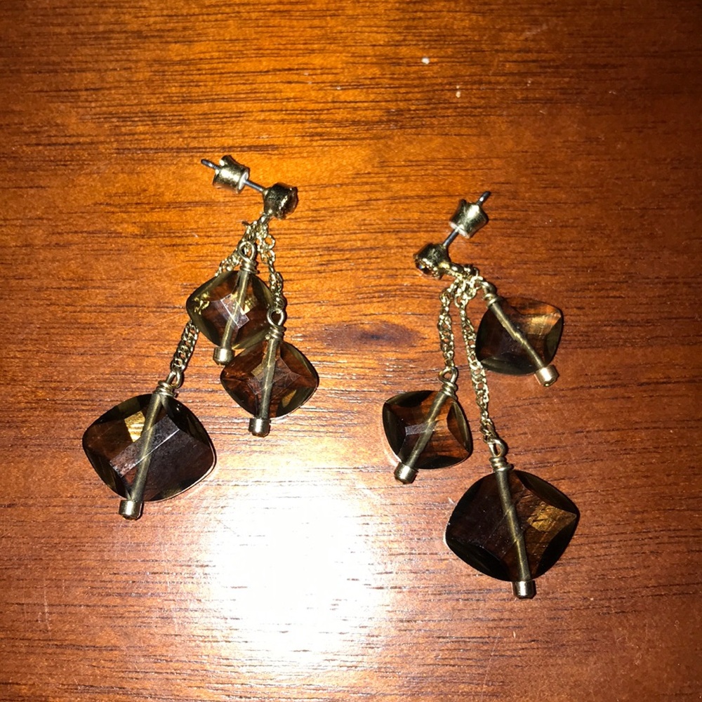 Monet Brown Crystal Drop Earrings